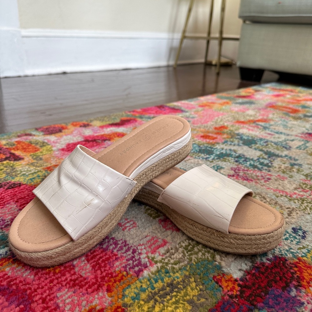 Chinese laundry white slip on sandals